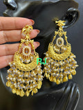 Deepika Padukone inspired Gold Finish Dangling Earrings with Pearls for Women-SANDY001RD