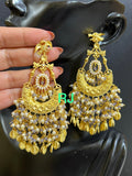 Alia Bhatt inspired Gold Finish Dangling Earrings with Pearls for Women-SANDY001REA