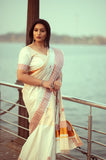 Half and half tissue wave print saree for women -SAHEL001KS