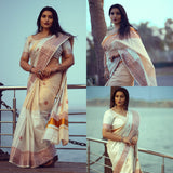 Half and half tissue wave print saree for women -SAHEL001KS