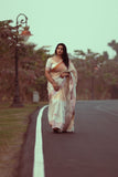 Half and half tissue wave print saree for women -SAHEL001KS