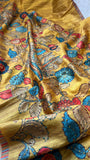 Elegant Mustard Yellow shade Kanchi Kalamkari Silk Saree for Women-GARI001KKS