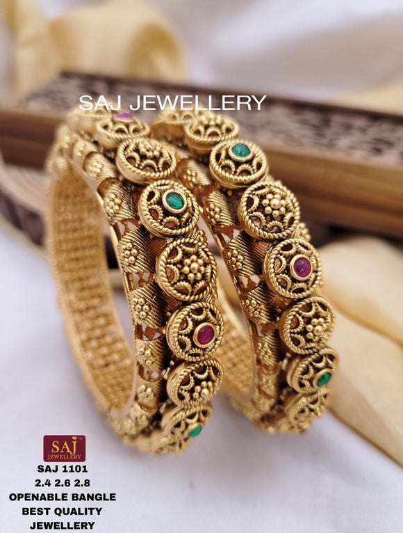 Rajwadi Kada , openable bracelet with regular cut Ruby pink stones and –  Shobitam