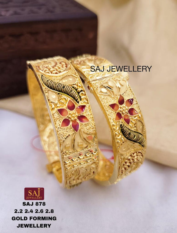 Revathy , Pair of Gold forming Bangles for women -MOE001GFBC