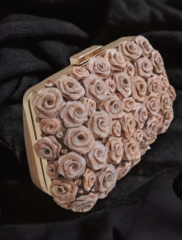 Rose Gold Shade Modern Rose Art Design Premium Clutch for Women-TBC001RCRG
