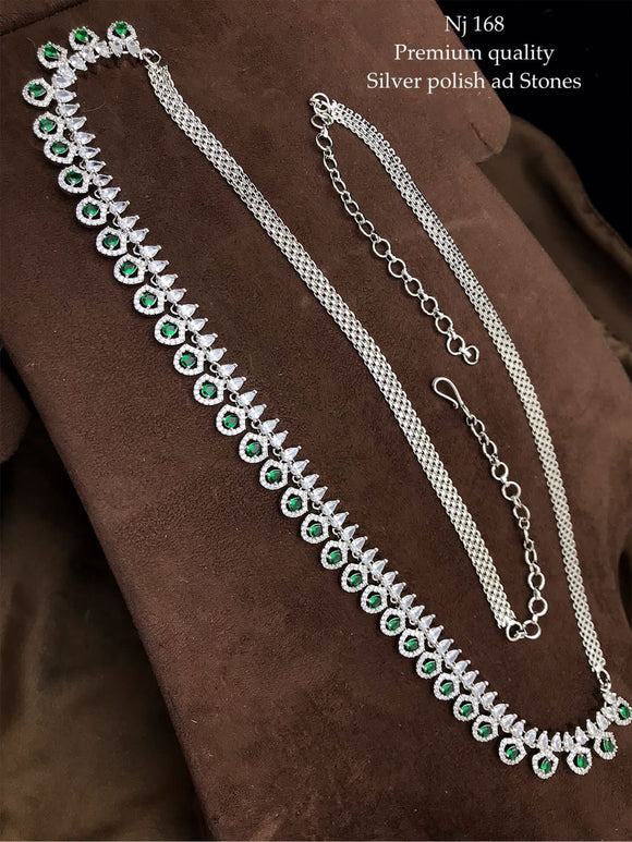 Green Atrangi , Premium Silver Polish American Diamond Hip Chain for women -SAYD001HCB