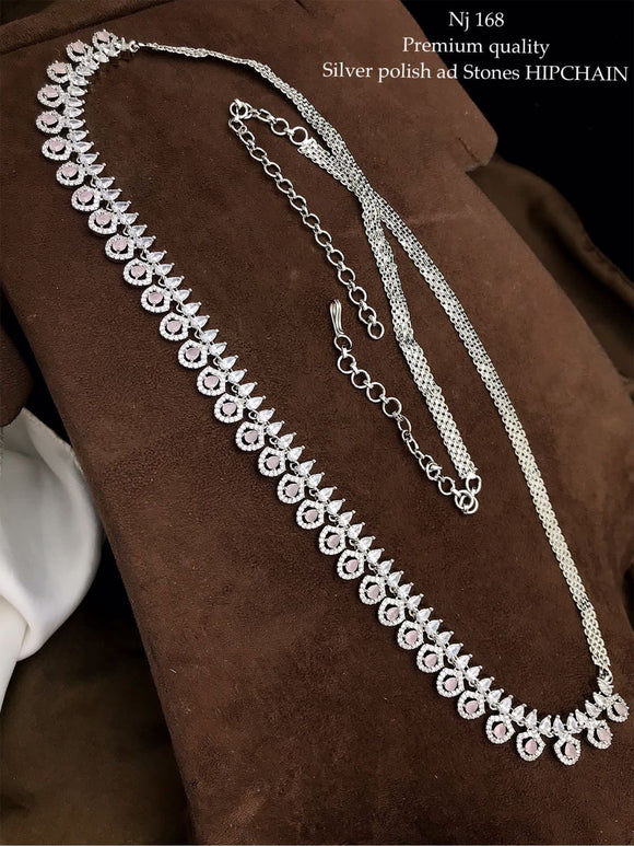 Atrangi , Premium Silver Polish American Diamond Hip Chain for women -SAYD001HCA
