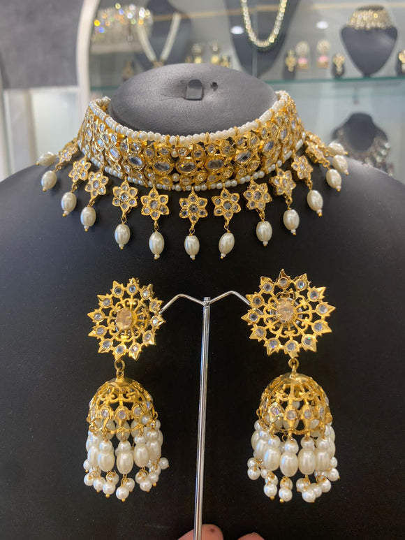 Shahana  , Lovely Jadau Hyderabadi Stone Necklace Set-HYD001J