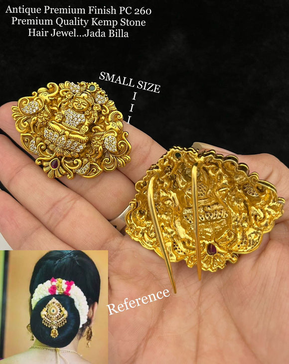 Sujatha , Matte Gold finish premium quality kemp stones studded exclusive Hair Accessory / Jada Billa -SAY001JBC