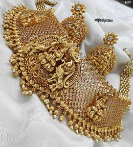 Aradhana , Premium quality antique finish cz stone studded Choker Necklace set for women -SAY001CNSP