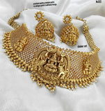 Aradhana , Premium quality antique finish cz stone studded Choker Necklace set for women -SAY001CNSP