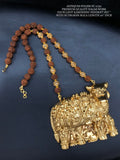 Golden Kamdhenu , Antique Polish Premium Nagas Work Kamdhenu Pendant Set with Rudraksh mala - SAY001RPC