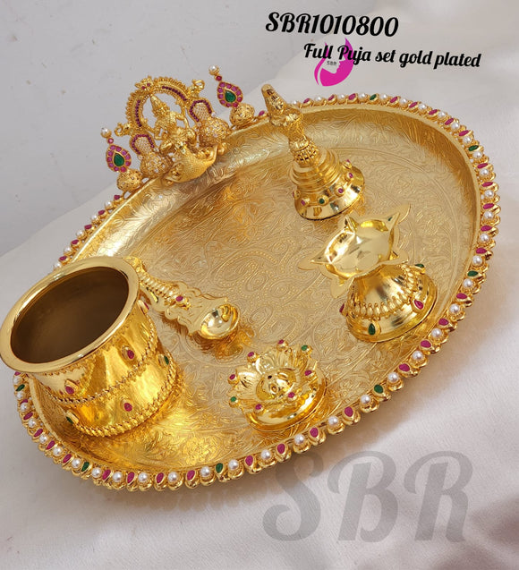 Suvarna , Gold Plated Lakshmi Design Puja Thali Set - SAY001PTS