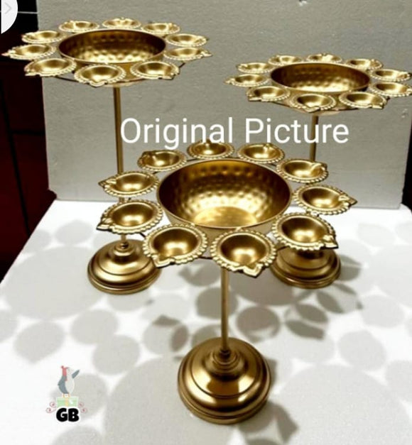 Combo of 2 sets of Gold finish Diya Urlis Set for Decoration-SUHA001US