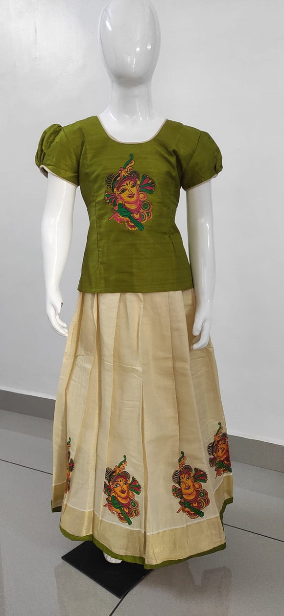Pavada Rop Beautiful South Style Kerala Pattu Pavada with Lining for Girls-SAHEL0 ...
