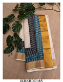 Vydehi , Kerala Cotton Saree with Double Ikkat Patch Border with Running Blouse with Ikkat Patch -KIA001IKS