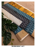 Vydehi , Kerala Cotton Saree with Double Ikkat Patch Border with Running Blouse with Ikkat Patch -KIA001IKS