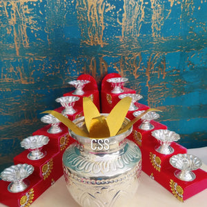 Beautiful Steps with Diyas and Kalsham with Golden Leaves for Puja-CZY001KP