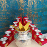 Beautiful Steps with Diyas and Kalsham with Golden Leaves for Puja-CZY001KP