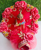 Murlidhar New Pink Rose Poshak With Mukut for Laddu Gopalji-BRIJ001RP