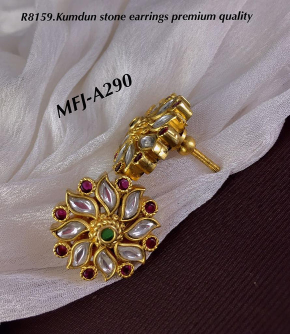 Chandramati , gold finish kemp earrings for women -LR001KEB