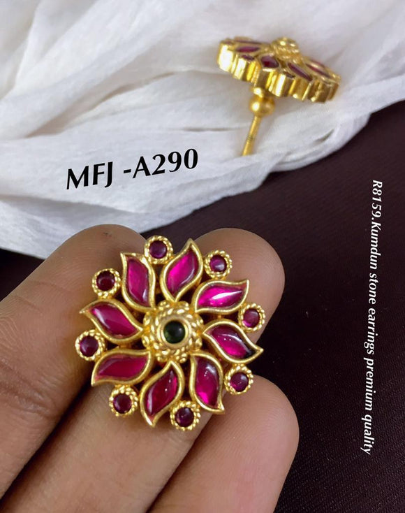 Banumati , gold finish kemp earrings for women -LR001KEA