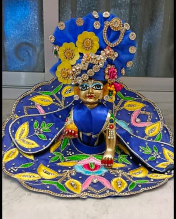 Neelam , Blue shade , Elegant  Designer Poshak with Mukut for Laddu Gopal-BRIJ001EB