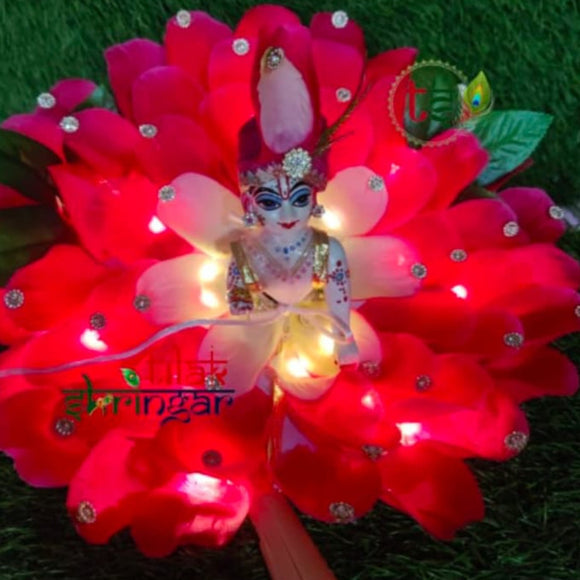 Elegant  Designer Poshak with Mukut for Laddu Gopal with LED lights-BRIJ001EL