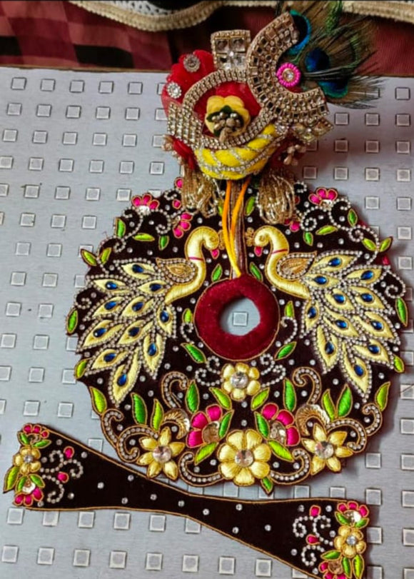 Mayuri , Elegant  Designer Poshak with Mukut for Laddu Gopal-BRIJ001EM