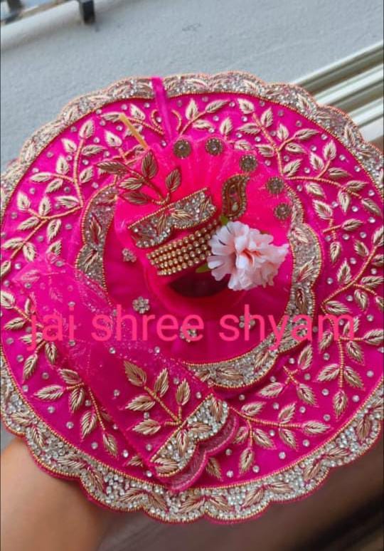 Sanwarya , Rani Pink shade Elegant  Designer Poshak with Mukut for Laddu Gopal-BRIJ001RI