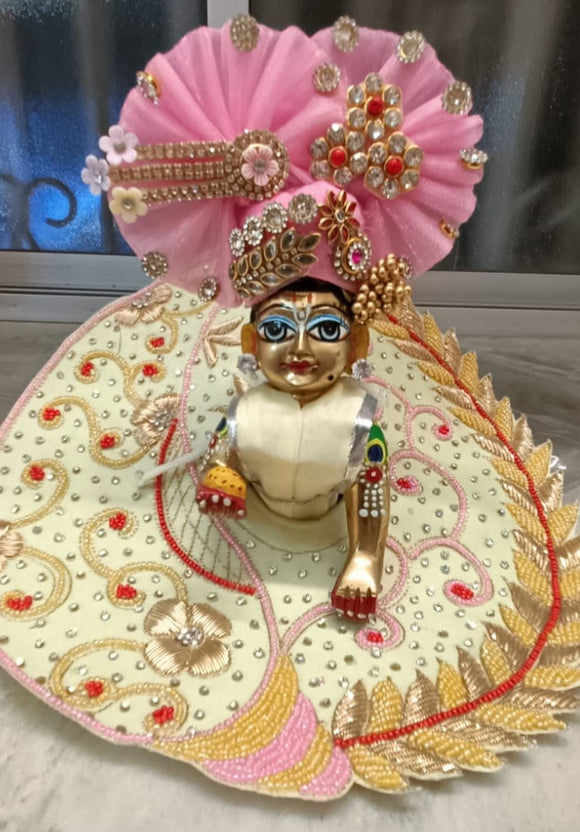 Ameya  , Elegant  Designer Poshak with Mukut for Laddu Gopal-BRIJ001E