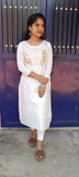 Summer essentials 2023  White Slub Kurti with work on Yoke -SAHEL001WKA