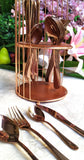 Elegant Rose Gold Finish Cutlery Set with Stand-PRIYA001RG