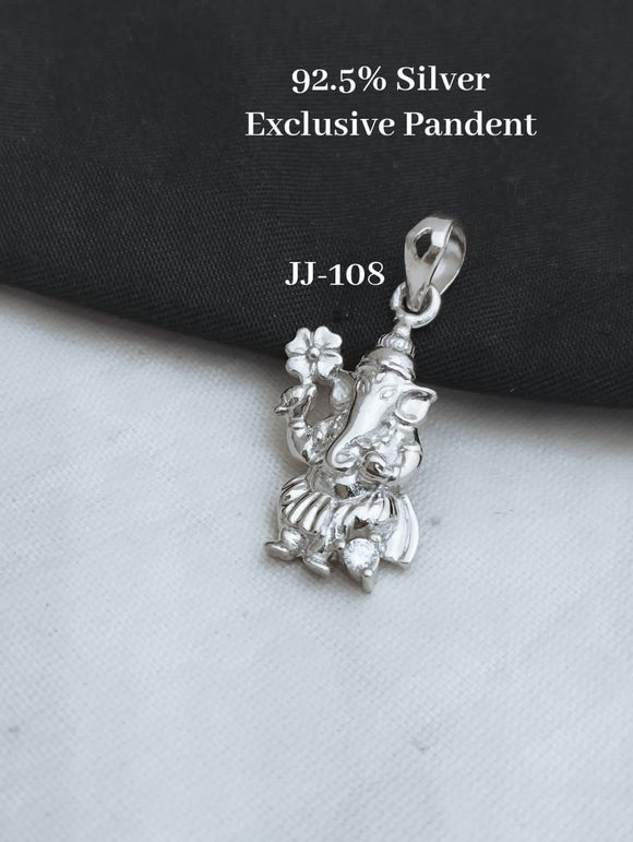 Exclusive Designer Hibiscus Ganesha Pendant in 92.5 Silver -PAL001GPAB