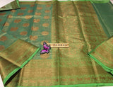 Green  Kota weaving  With Zari weaving all over saree  With Pallu and blouse -KRISHNA001GS