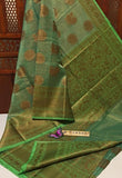 Green  Kota weaving  With Zari weaving all over saree  With Pallu and blouse -KRISHNA001GS