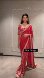 Red Sequins Designer Saree on Faux Georgette fabric with Sequins  with Thread work-SHREE001RS