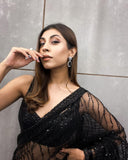 Black Celebrity Style Sequins Saree for women-SHREE001BRS