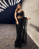Black Celebrity Style Sequins Saree for women-SHREE001BRS