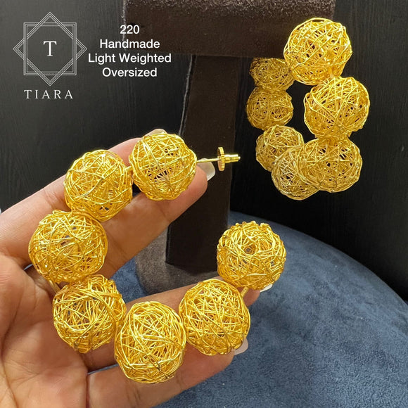 Shangai , Trendy Hand made Over sized Earrings in  Gold  finish-MOE001OEL