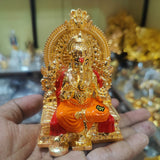 Pure Silver and 24 kt  Gold Coated Ganesh  idol with Surya Narayan backside vasthu idol ideal for Home  and Pooja decor-SIL001GI