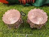 Set of 2 , Antique German silver washable limited edition exclusive Asthalakshmi design big size Prasadam bowl-SIL001BBL