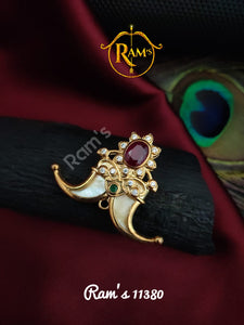 Shubam Gold Finish Puligoru Pendant with Pin Ruby stone-LR001PP