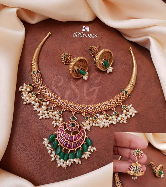 Sonpari  , Gold finish Necklace Set for Women -SAY001NSA