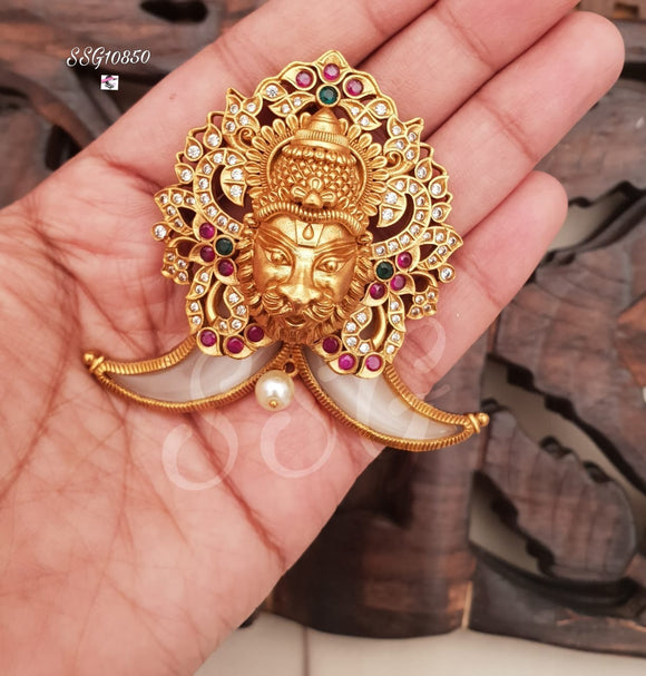 Kantara , Elegant Gold Finish Narasimha Face Puligoru Pendant for Men -SAY001NSP