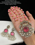 Pink Beauty , Victorian American Diamond with Semi precious beads Long Necklace Set for Women-SAY001PNS