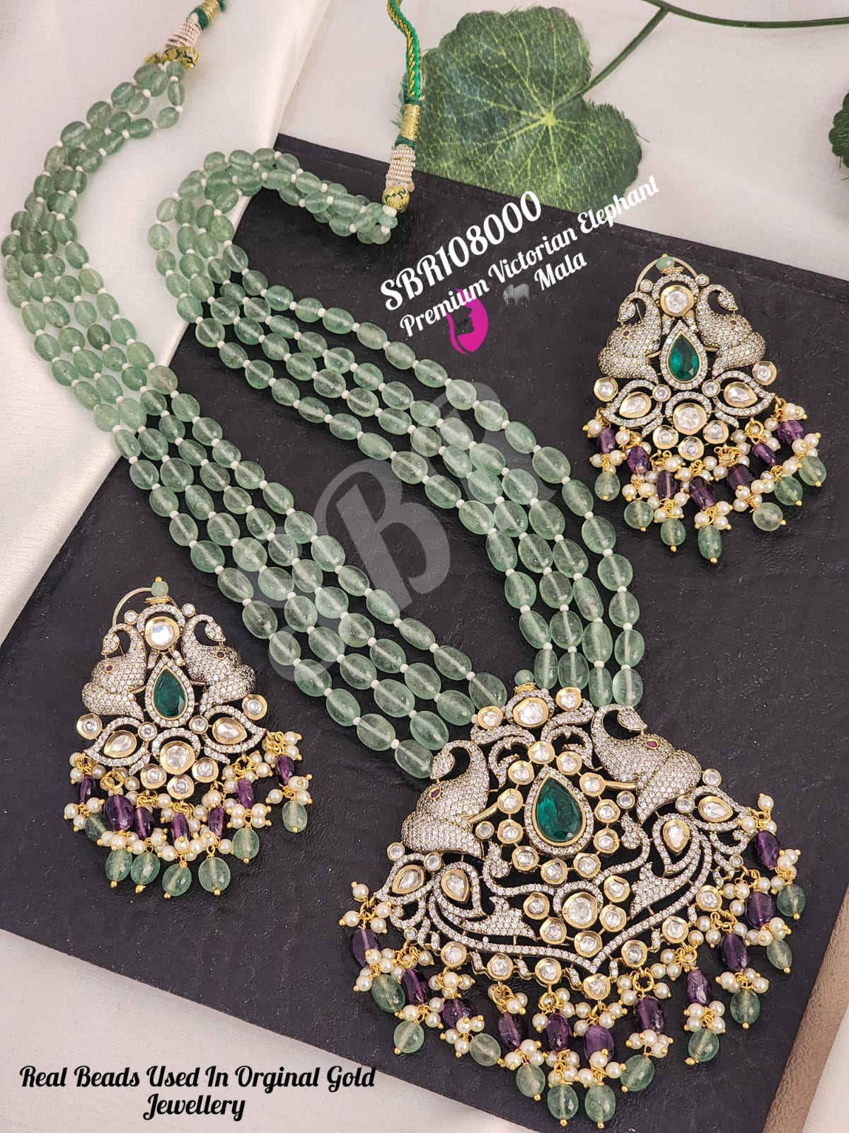 Sarangini Precious Victorian Beads Elephant Design Long Mala For  Women-SAY001VM