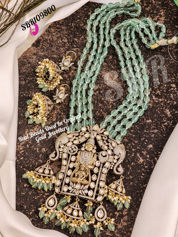Jay Balaji , Precious Victorian Beads Long Mala with Balaji Design Pendant Set for  Women-SAY001VMB