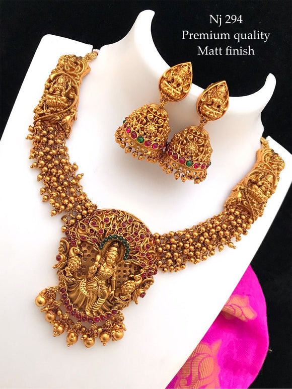 Shreevalli , elegant matte finish temple necklace set for women-SAY001TNS