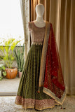 Heavily embroidered Ready to wear Georgette gown  with Duppatta-AFREE001GDB